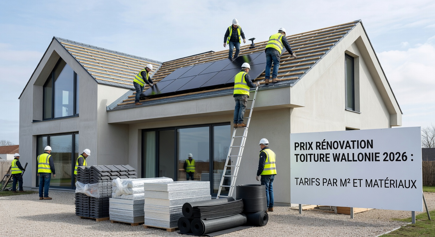 Prix rénovation toiture Wallonie 2026 : tarifs par m² et matériaux